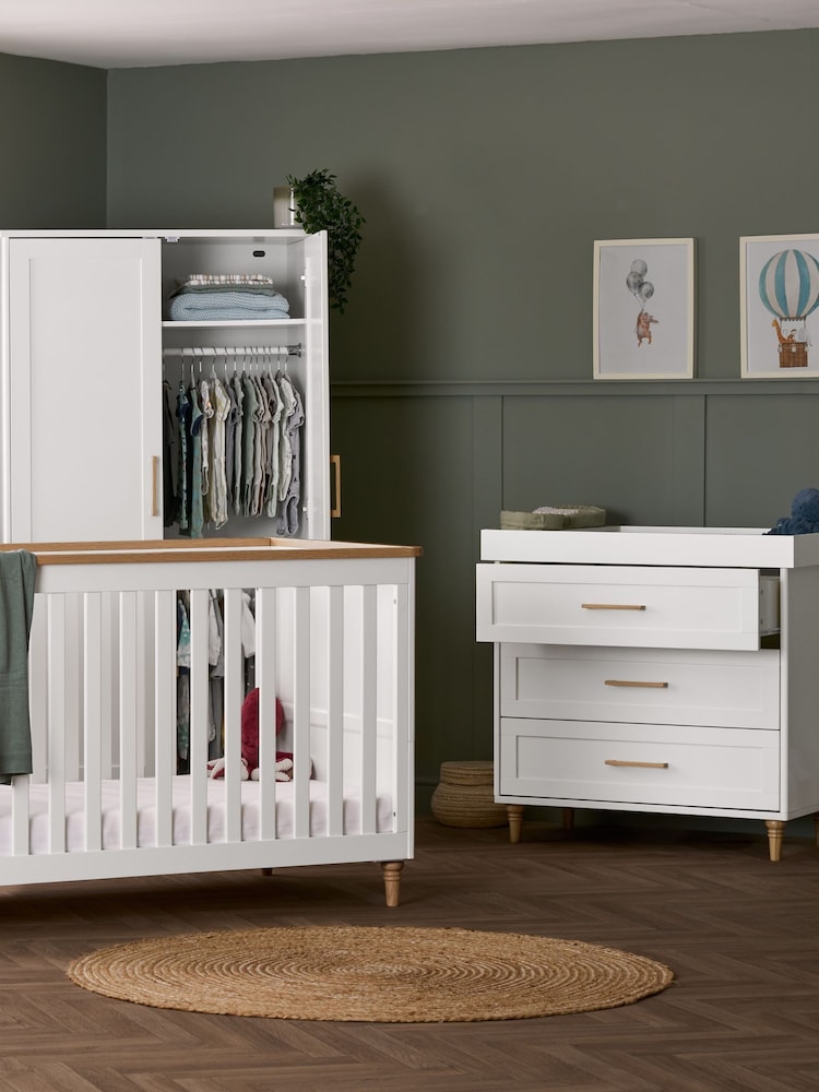 Obaby White with Natural Orla 3 Piece Nursery Furniture Set - Image 1 of 11