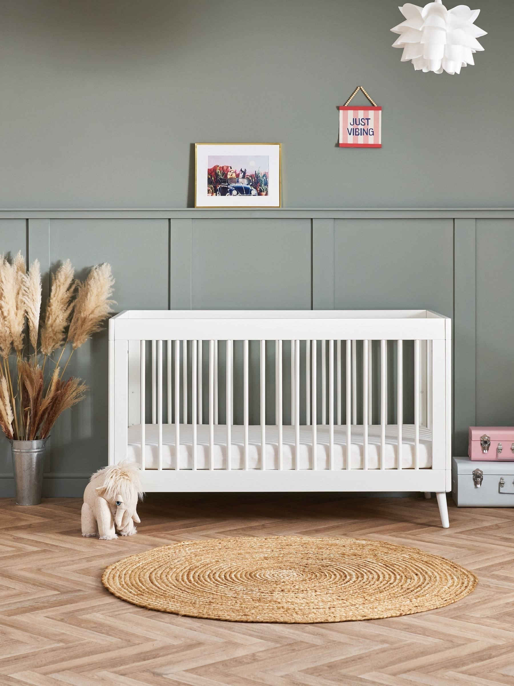 OBaby Maya Cot Bed - Nordic White - Scandinavian Design - Pine Wood - Adjustable Base - Converts to Toddler Bed - Image 4