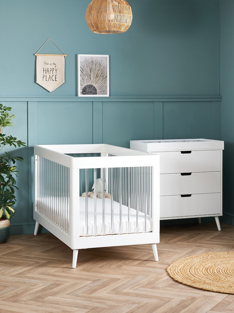 Obaby White with Acrylic Maya 2 Piece Nursery Furniture Set - Image 1 of 11