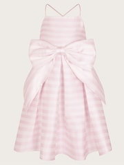Monsoon Pink Stripe Bow Strappy Twill Dress - Image 2 of 4