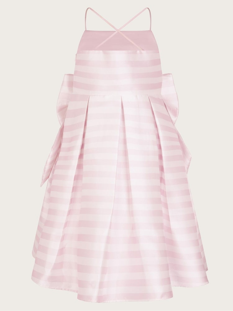 Monsoon Pink Stripe Bow Strappy Twill Dress - Image 3 of 4