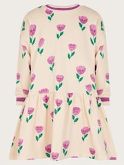 Monsoon Pink Tulip Print 100% Cotton Sweatshirt Dress - Image 1 of 3