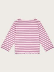Monsoon Purple 100% Cotton Tulip Stripe Top - Image 2 of 3
