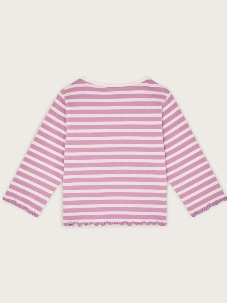 Monsoon Purple 100% Cotton Tulip Stripe Top - Image 2 of 3
