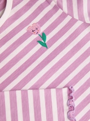 Monsoon Purple 100% Cotton Tulip Stripe Top - Image 3 of 3