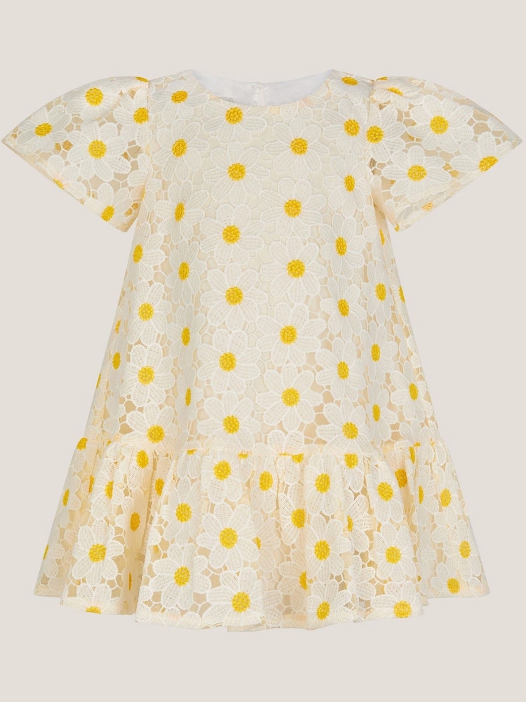 Monsoon Natural Baby Zaria Daisy Lace Swing Dress - Image 1 of 1