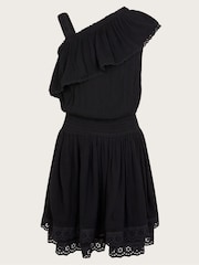 Monsoon Black Asymmetrical Broderie Frill Dress - Image 1 of 3