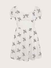 Monsoon White Broderie Floral Puff Sleeve Dress - Image 1 of 3