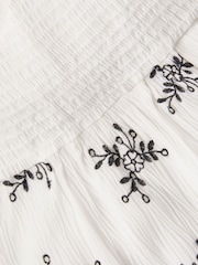 Monsoon White Broderie Floral Puff Sleeve Dress - Image 3 of 3