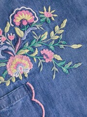 Monsoon Blue Embroidered Chambray Cargo Trousers - Image 3 of 3