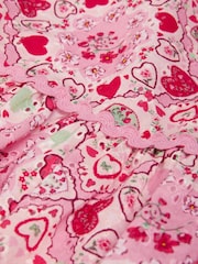 Monsoon Pink Heart Print Puff Sleeve Dress - Image 3 of 3