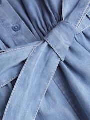 Monsoon Blue Embroidered Chambray Short Sleeve 100% Cotton Playsuit - Image 4 of 4