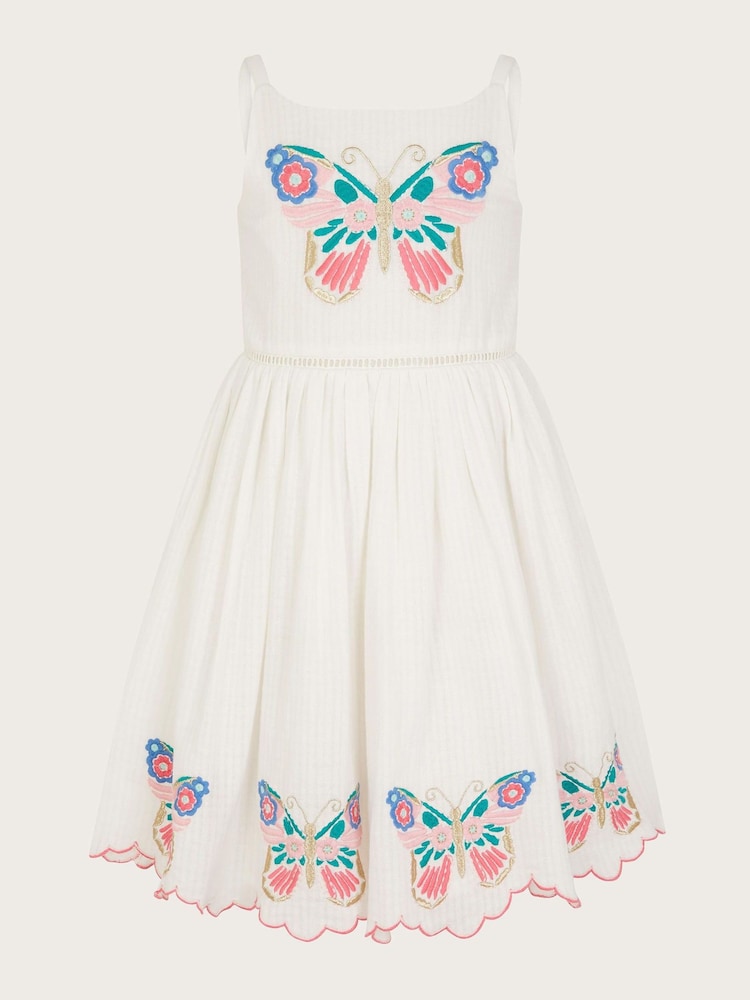 Monsoon Natural Butterfly Embroidered Cotton Dress - Image 2 of 4