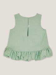 Monsoon Green Sleeveless Ruffle 100% Cotton Hem Top - Image 2 of 2