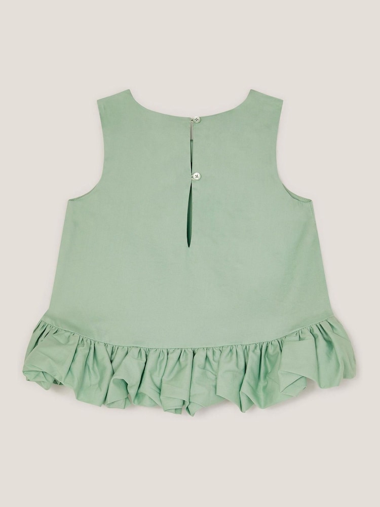 Monsoon Green Sleeveless Ruffle 100% Cotton Hem Top - Image 2 of 2