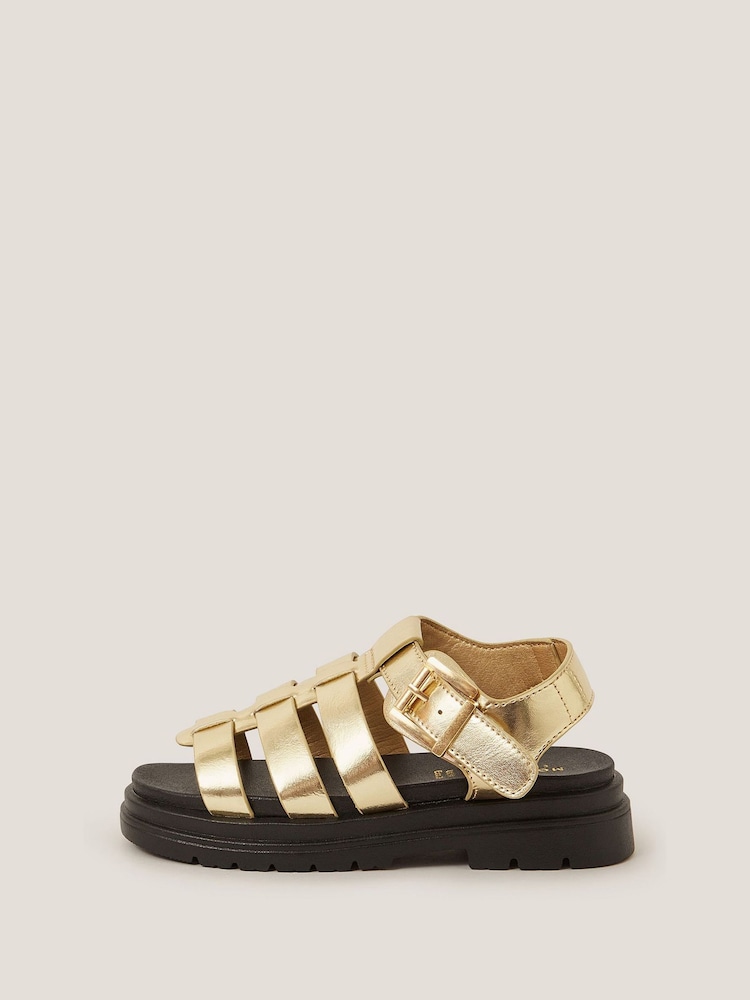 Monsoon Gold Chunky Platform Sandals - Image 1 of 3