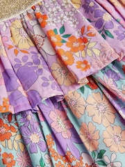 Monsoon Purple Floral Print Tiered 100% Cotton Skirt - Image 3 of 3