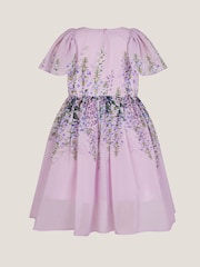 Monsoon Purple Floral Print Flutter Sleeve Dress - Image 2 of 3