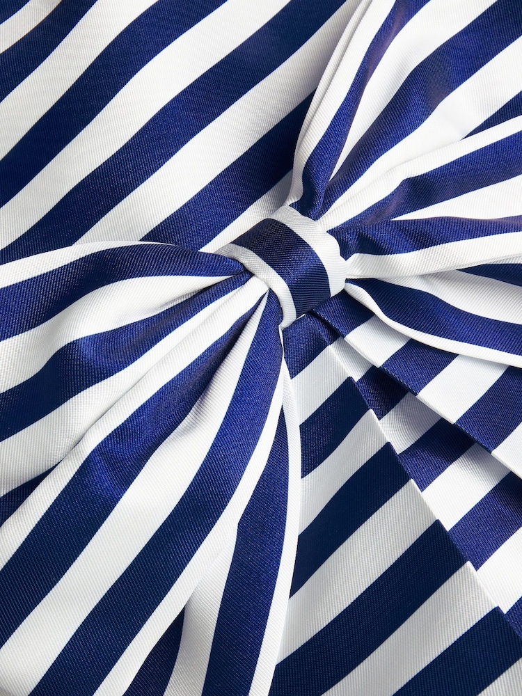 Monsoon Blue Stripe Bow Strappy Twill Dress - Image 3 of 3