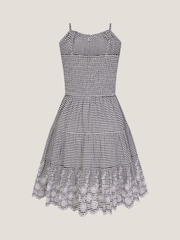 Monsoon Black Embroidered Gingham 100% Cotton Sun Dress - Image 2 of 2