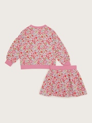 Monsoon Pink Ditsy Floral Sweatshirt and Skort Set - Image 2 of 3