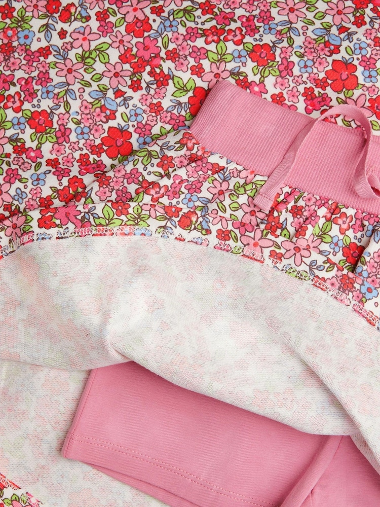 Monsoon Pink Ditsy Floral Sweatshirt and Skort Set - Image 3 of 3