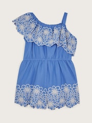 Monsoon Blue Embroidered Frill Playsuit - Image 2 of 4