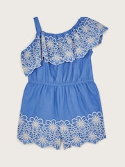 Monsoon Blue Embroidered Frill Playsuit - Image 3 of 4