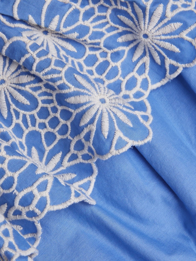 Monsoon Blue Embroidered Frill Playsuit - Image 4 of 4