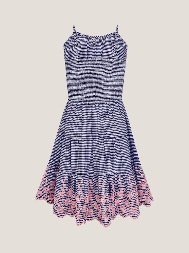 Blau - Monsoon Besticktes Sommerkleid aus 100 % Baumwolle mit Vichy-Muster - Bild 2 von 2 Blau - Monsoon Besticktes Sommerkleid aus 100 % Baumwolle mit Vichy-Muster - Bild 2 von 2