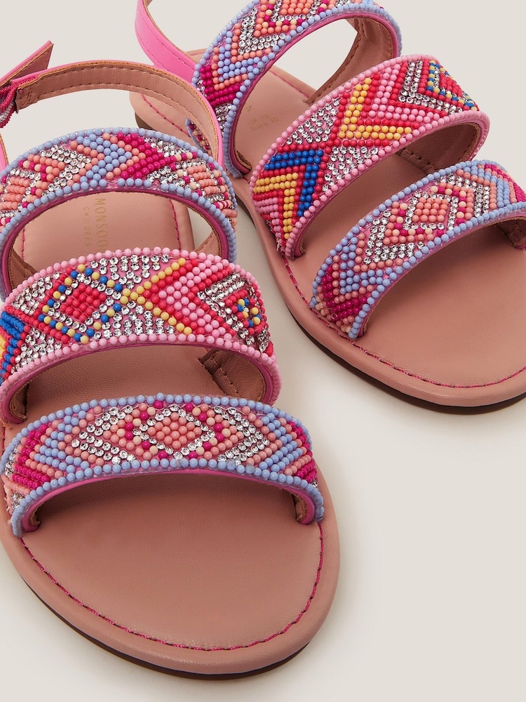 Monsoon Pink Embellished Strappy Sandals - Image 3 of 3