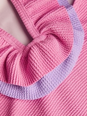 Monsoon Pink Frilly Seersucker Swimsuit - Image 3 of 3