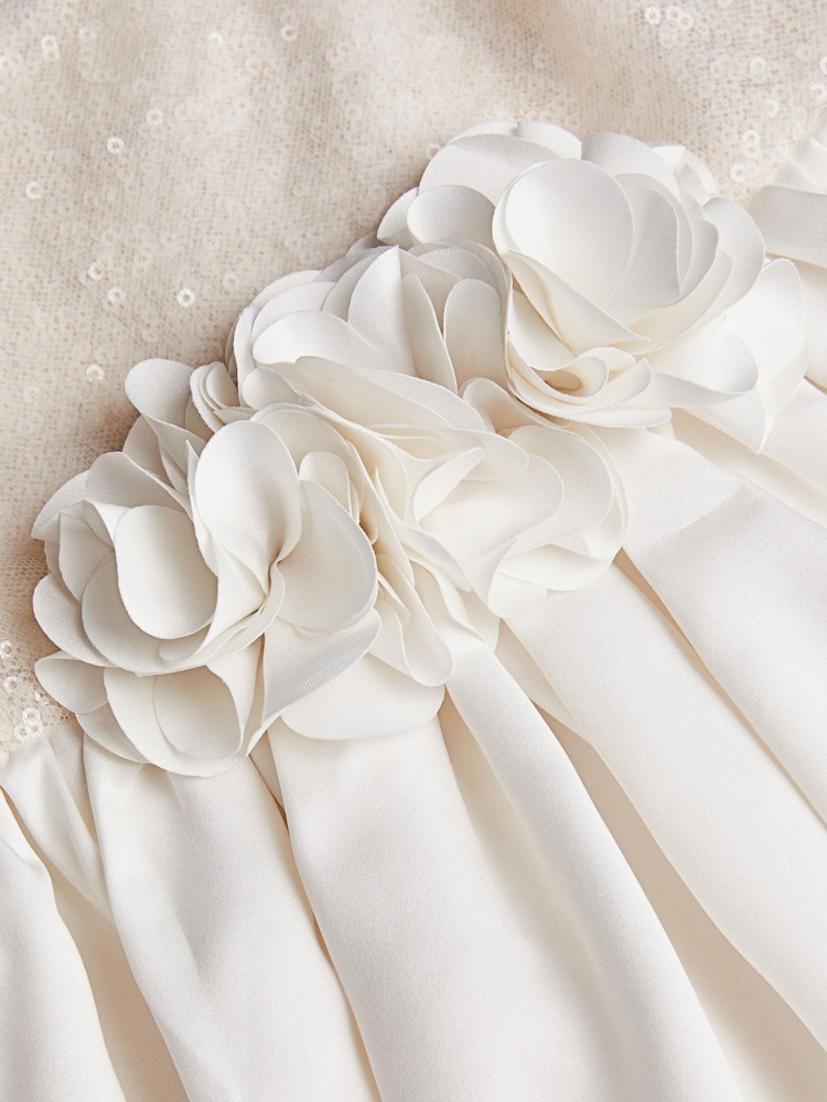 Monsoon White Baby Orelia Sequin Satin Dress - Image 3 of 3
