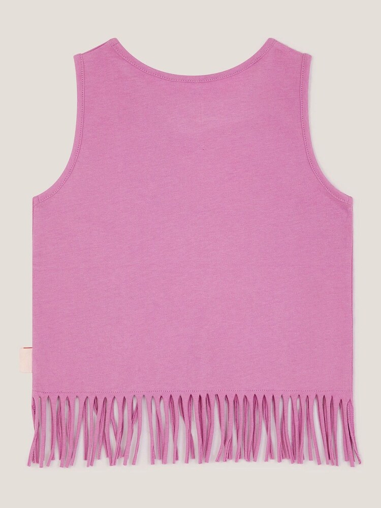 Monsoon Purple Sun 100% Cotton Embellished Fringe Vest Top - Image 2 of 2 Monsoon Purple Sun 100% Cotton Embellished Fringe Vest Top - Image 2 of 2