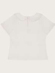 Monsoon Natural Floral Embroidered Collar 100% Cotton T-Shirt - Image 2 of 3