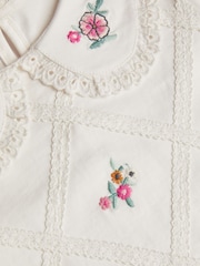 Monsoon Natural Floral Embroidered Collar 100% Cotton T-Shirt - Image 3 of 3