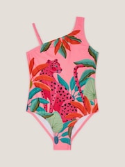 Monsoon Pink Leopard Print Asymmetrical Swimsuit - Image 1 of 2