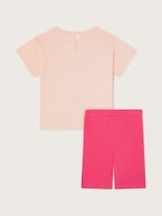 Monsoon Pink Sun Ray 100% Cotton Top and Shorts Set - Image 3 of 4