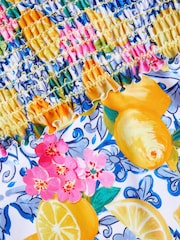 Monsoon Yellow Lemon Print Smocked Swimsuit - Image 3 of 3