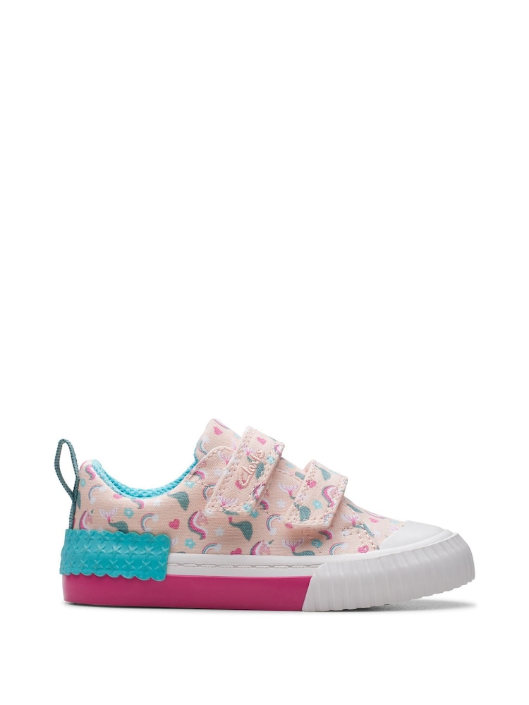 Rosa - Clarks Clarks Toddler Wide Fit Foxing Canvas Shoes - Imagen 1 de 7