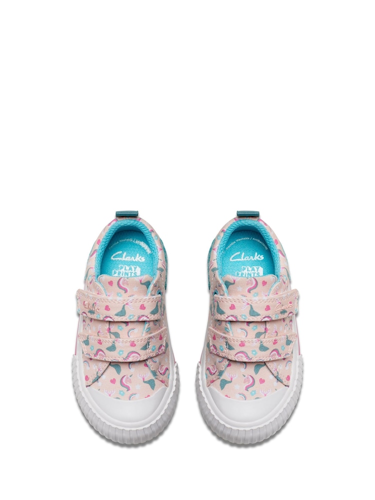 Clarks Pink Standard Fit (F) Clarks Toddler Wide Fit Foxing Canvas Shoes - Image 5 of 7