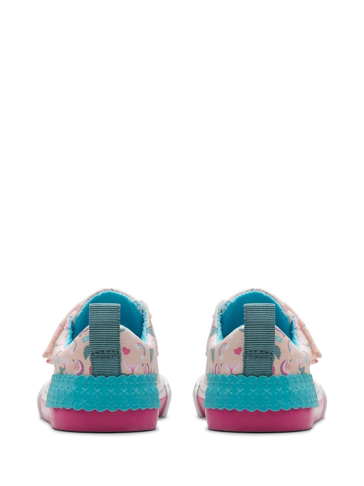 Clarks Pink Standard Fit (F) Clarks Toddler Wide Fit Foxing Canvas Shoes - Image 6 of 7