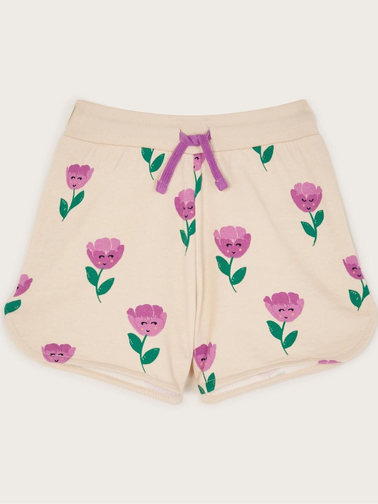 Monsoon Pink Tulip Print Jersey 100% Cotton Shorts - Image 1 of 3
