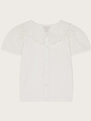 Monsoon White Jersey Broderie Blouse - Image 1 of 3