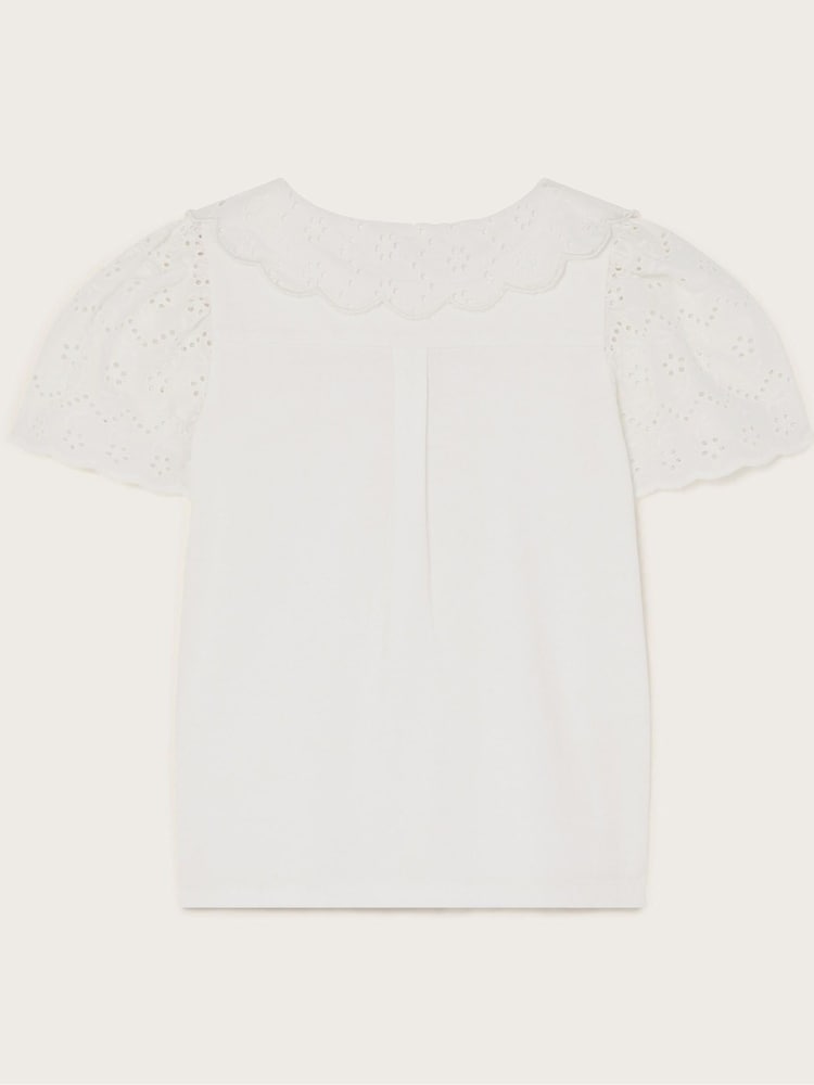 Monsoon White Jersey Broderie Blouse - Image 2 of 3