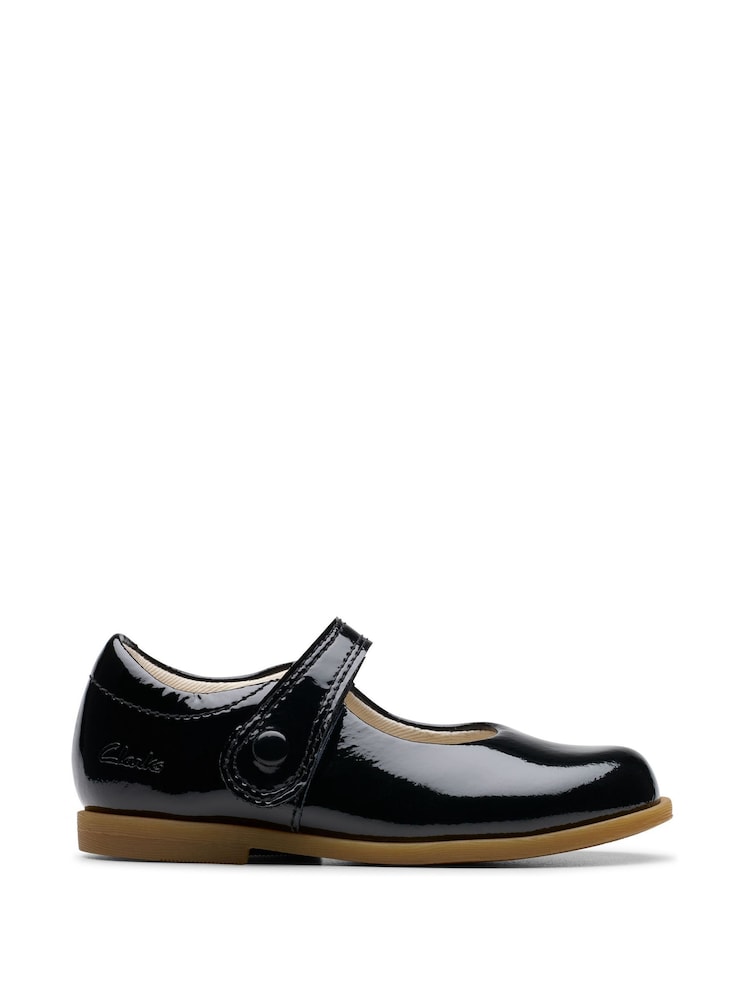 Clarks Black Dark Wide Fit (G) Drew Tap Toddler Shoes - Image 1 of 7