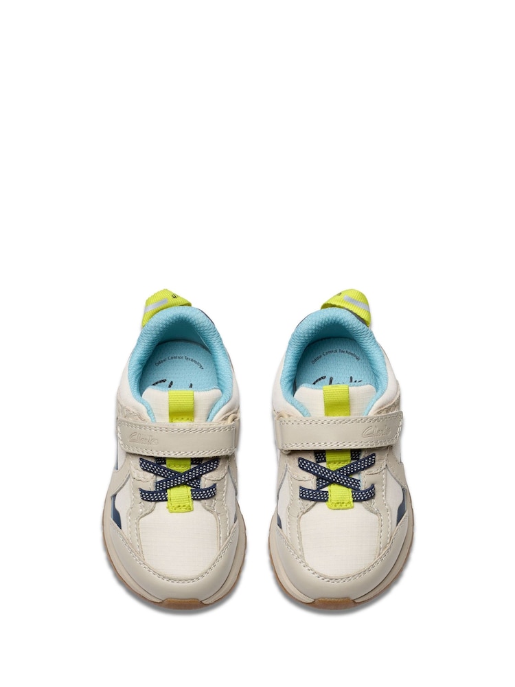 Clarks White Standard Fit (F) Cotton Selva Hero Toddler Shoes - Image 5 of 7