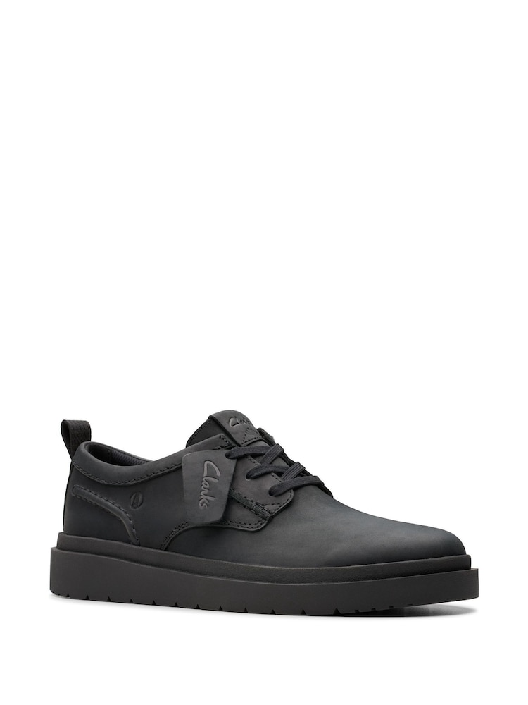 Clarks Black Leather Polden Lace Shoes - Image 3 of 7