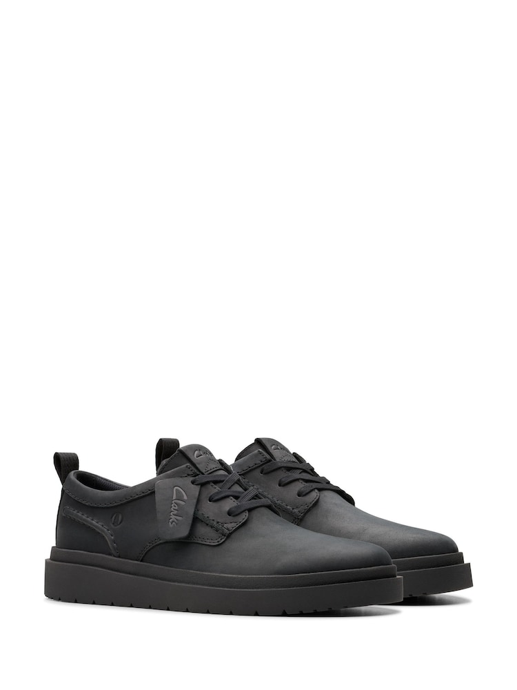 Clarks Black Leather Polden Lace Shoes - Image 4 of 7