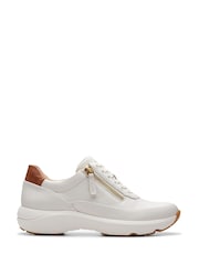 Clarks White Leather Tivoli Zip Shoes - Image 1 of 7